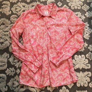 GAP, The Fitted Boyfriend Shirt, Size XS, Button-up, Color: Shades of Pink/Peach